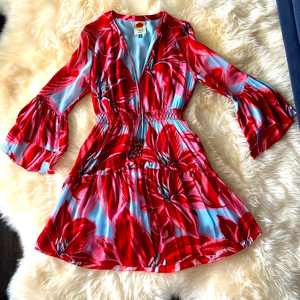 Sexy Summer FARM Rio Dress Flowers Beads XS